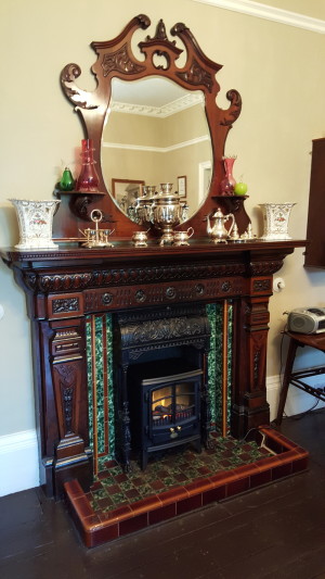 Fireplace in the dining room